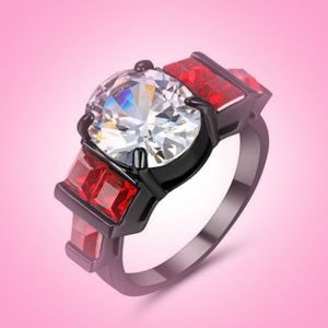 White Sapphire Ring In Black Tone Size 8